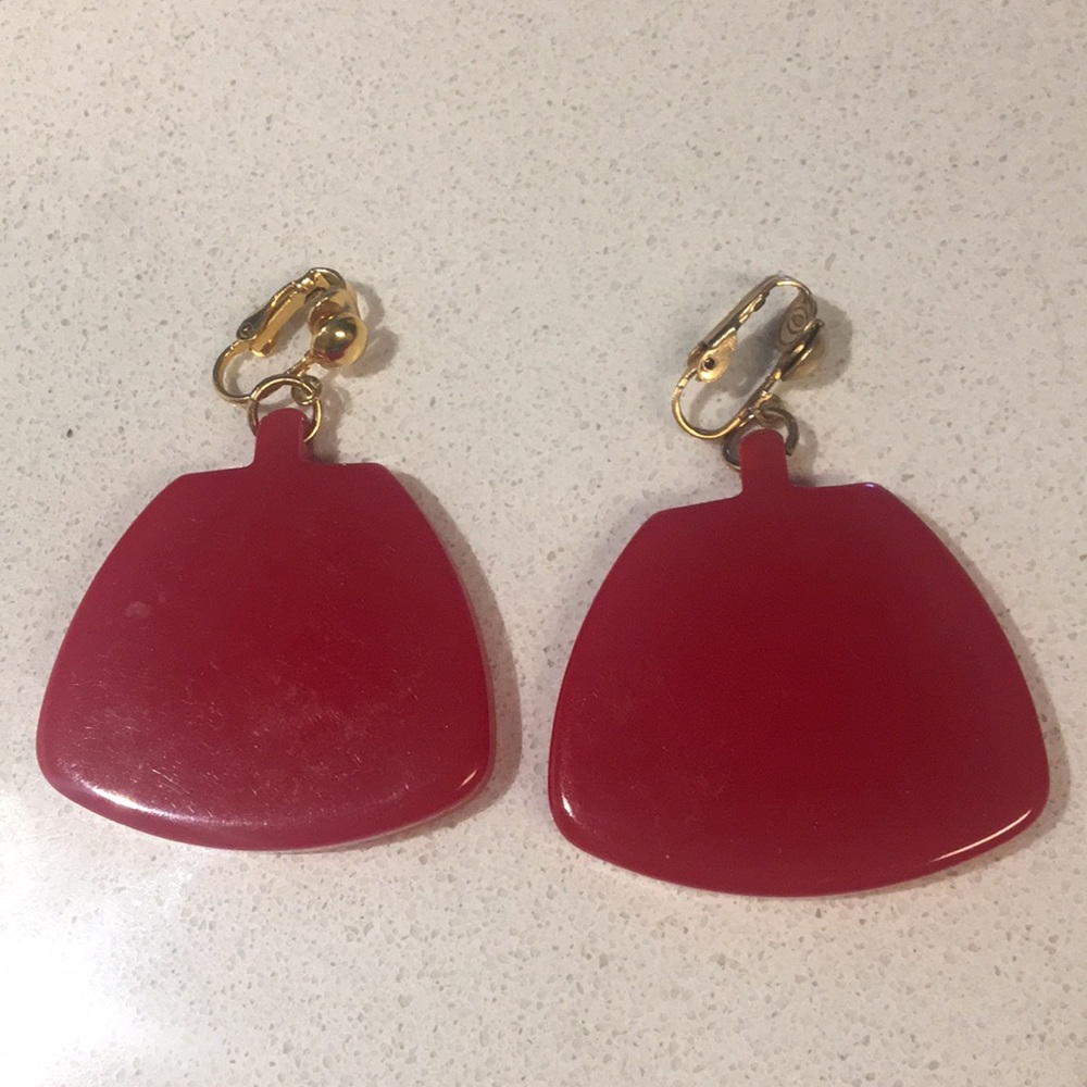 Red Vintage Clip on Earrings